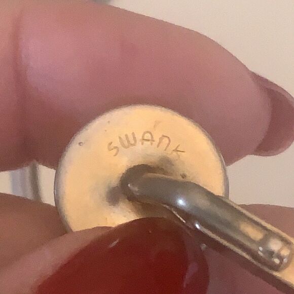 Vtg Swank red & gold round cuff links - Picture 5 of 6